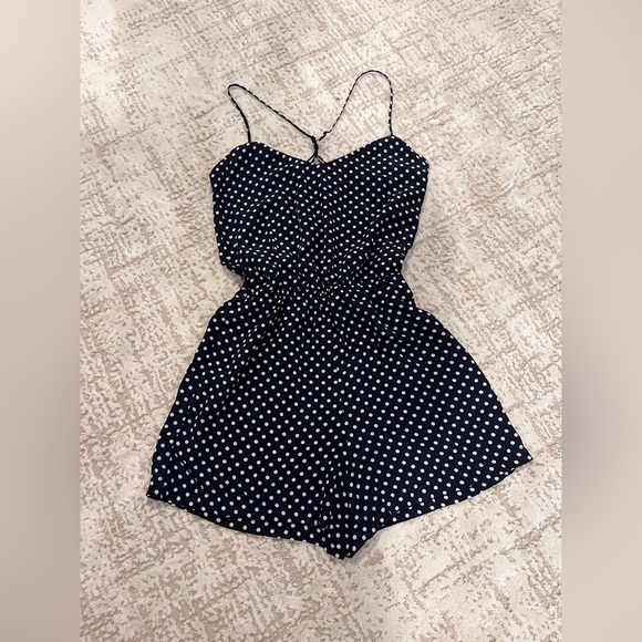 ZARA Navy Blue Polka Dot Romper XS - Picture 1 of 3